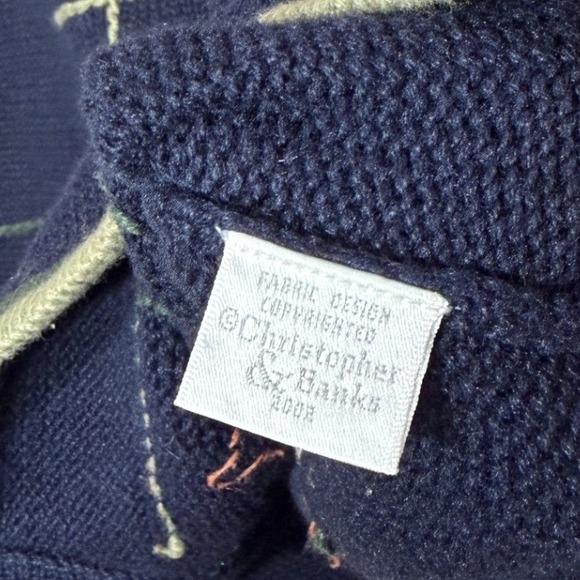 Christopher & Banks Navy Embroidered Floral Button Front Cardigan Sweater L - Picture 5 of 6